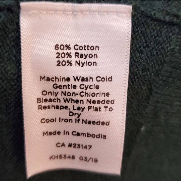 Talbots cable knit trim‎ collar and wrists hunter green sweater size medium NEW! - Picture 7 of 7